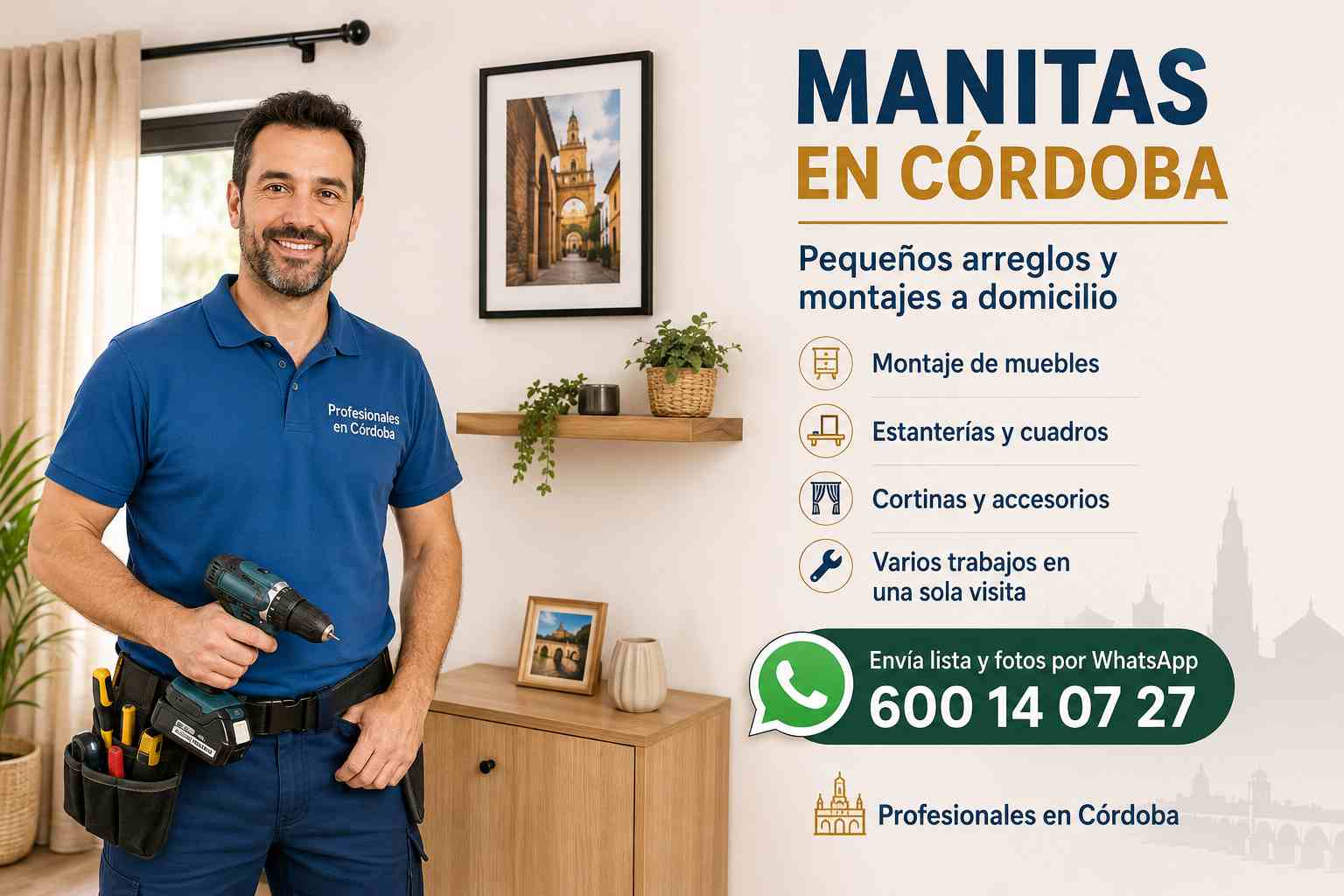 Manitas en Córdoba para pequeños arreglos y montajes a domicilio